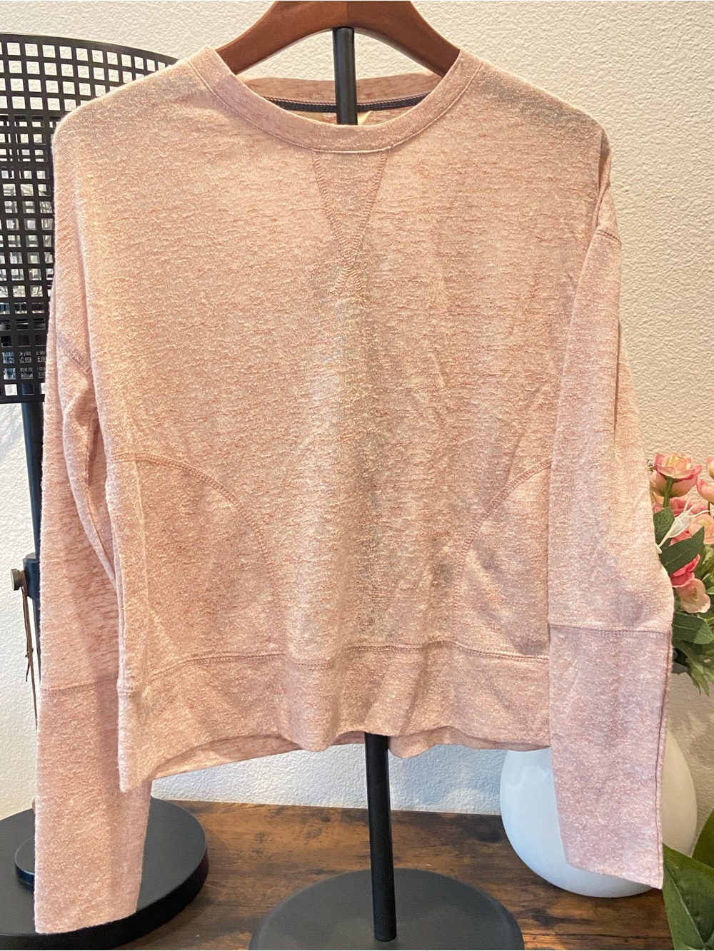 Women's Lightweight Slub Knit Blush Rose Pink Pullover Top Womens’s XS